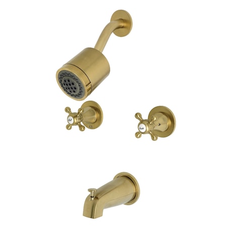 Kingston Brass KBX8147BX Two-Handle Tub and Shower Faucet, Brushed Brass KBX8147BX